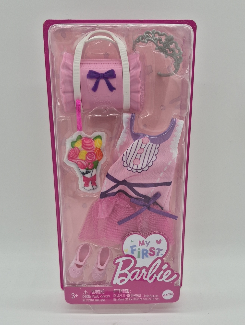 💖 My First Barbie Fashion Outfit Set Dress Shoes Purse Bouquet HMM59 NIP